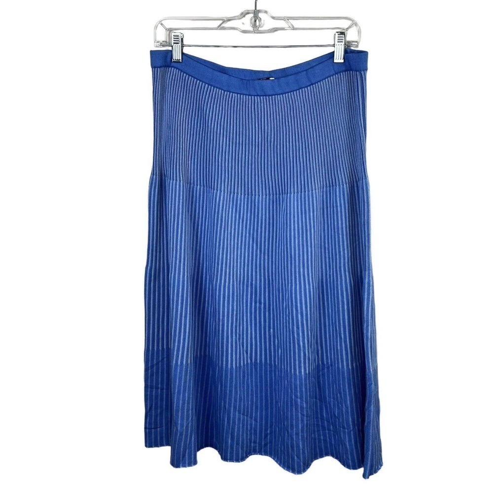 Misook Periwinkle Rib Knit Straight Midi Skirt Size M Blue Purple